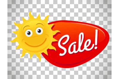 Summer sale label with smiling sun