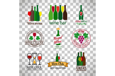 Wine shop logos set