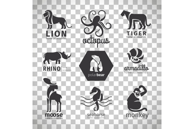 Black silhouette animals logos