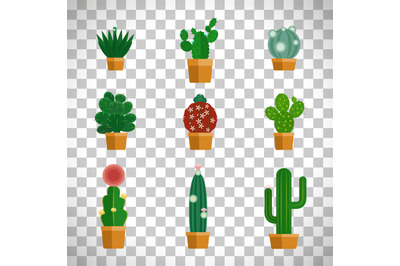 Cactus icons in flat style