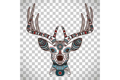 Colorful deer head with ethnic ornament