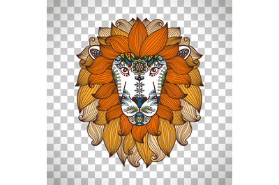 Lion head logo in boho style