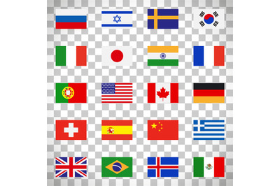 Flags icons on transparent background