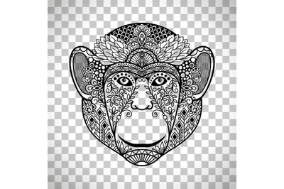 Monkey face with ethnic motifs