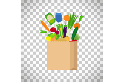 Paper bag with fresh food