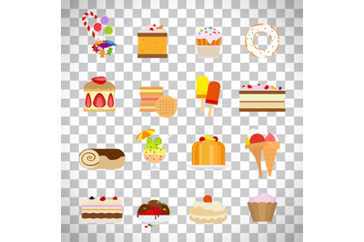 Sweets and candies flat icons