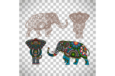 Decorated elephant on transparent background