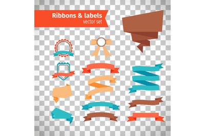 Ribbons and labels in modern style