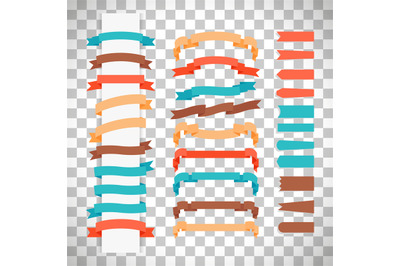 Retro style ribbons on transparent background