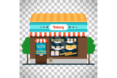 Bakery shop front on transparent background