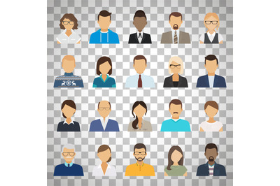 Business people avatars on transparent background