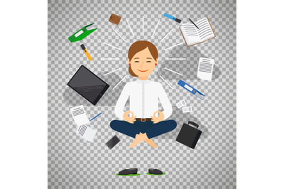 Businesswoman in meditating position