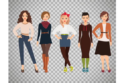 Cartoon teenage girls in everyday dress