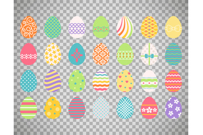 Colored easter eggs on transparent background