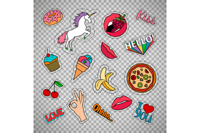 Funny quirky food stickers set