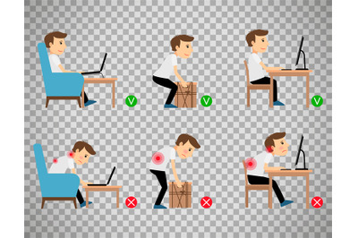 Man sitting and working correct postures