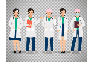 Female doctors on transparent background