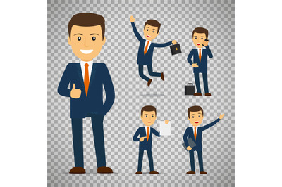 Businessman cartoon character in different poses