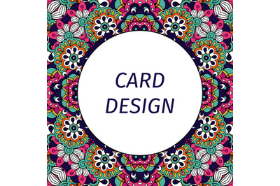 Card design with floral violet ornament