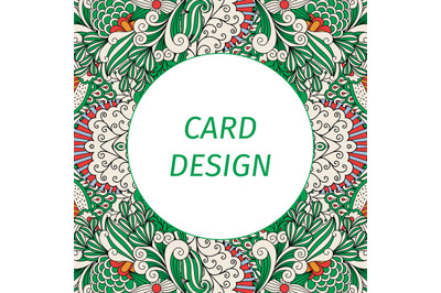 Card design with floral green pattern