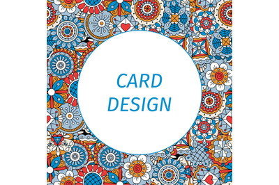 Card design with mandala style flowers