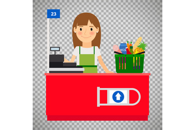 Cashier lady on transparent background