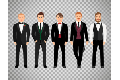 Fashion business men on transparent background