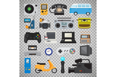 Hipster tech gadget icons