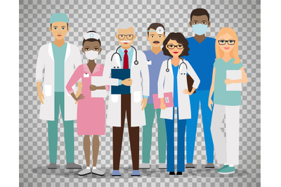 Medical team on transparent background