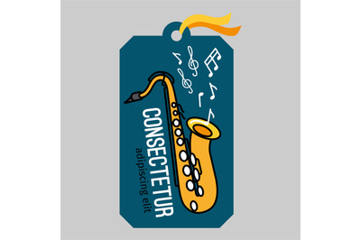 Music tag with saxophone