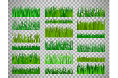 Grass border set on transparent background