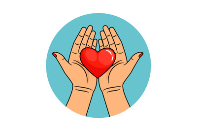 Hands and heart icon