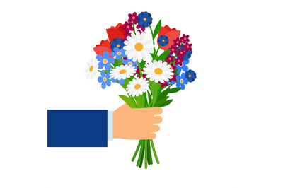 Bouquet in businessman hand