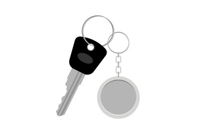 Blank metal keyring with key