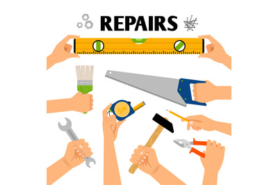 Home repair tools in hands