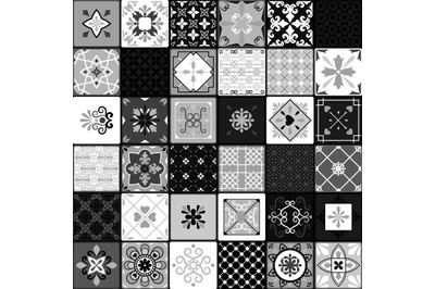 Black and white modern ceramic tiles