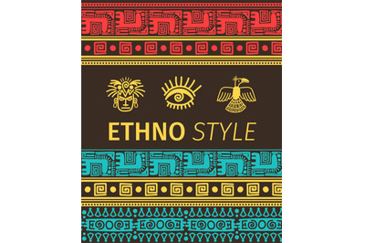 Ethno banner with tribal symbols