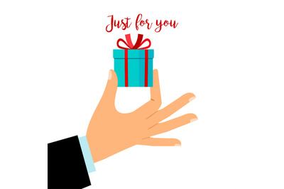 Man hand holding gift box