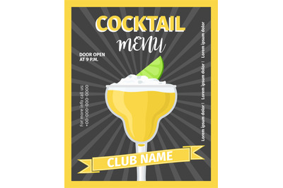 Cocktail menu black vintage template