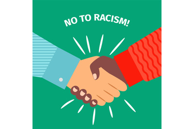 No to racism, handshake businessman agreement