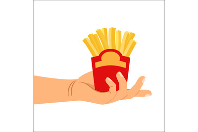 Hand holding french fries