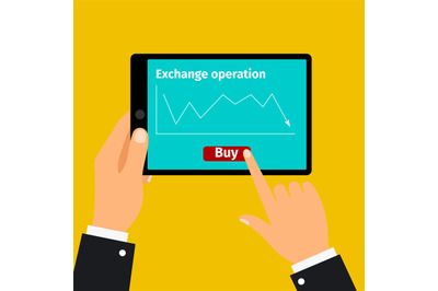 Tablet with stock exchange graphic