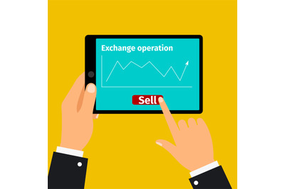 Tablet with stock exchange graphic