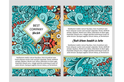 Brochure design with swirls and leaves