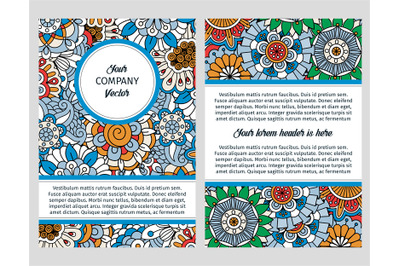 Brochure design with blue floral background