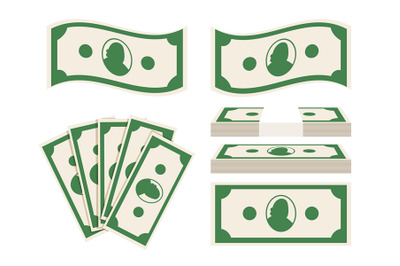 Green banknotes set