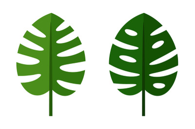 Palm leaves green flat icons