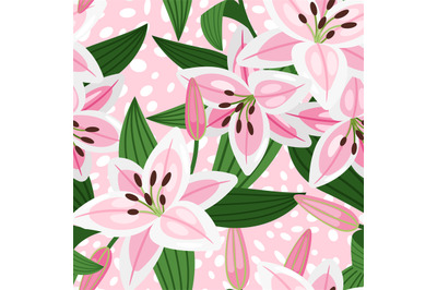 Pink lily floral pattern