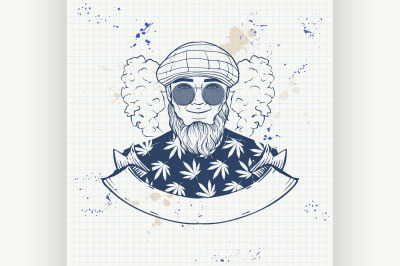 Hand drawn sketch rastaman illustration 1