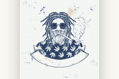 Hand drawn sketch rastaman illustration 3